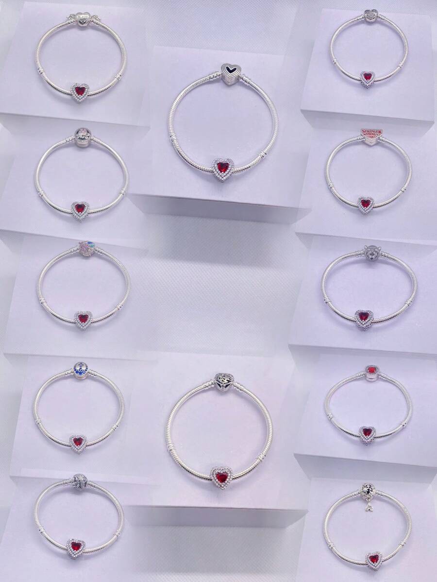 1 pièce 2025 Nouveau bracelet de mode haut de gamme pour femmes DIY meilleures . Bracelet à perles avec bouton strass et charms cœur rouges brillants. Convient pour un port quotidien, idéal pour la Saint-Valentin, la Fête des Mères, les fêtes entre dames, un cadeau d'amour romantique, un bracelet à breloques