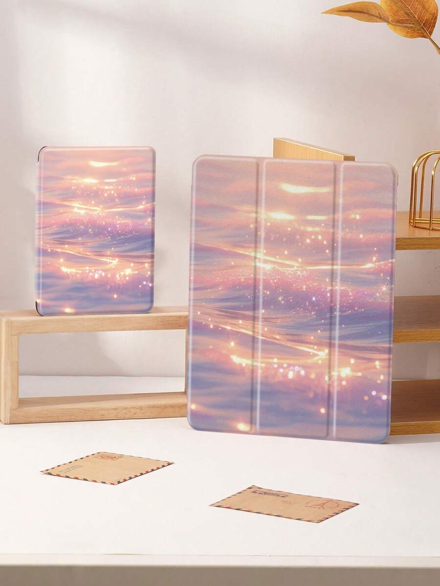 Pink Sheen Iridescent Sea Protective Case Compatible With IPad Air 4/5 10.9 Inch, IPad 7/8/9/10.2 Inch, IPad 10th Gen, Compatible With Kindle Paperwhite 12th Gen 2024, Kindle (11th Generation) 2022 Release, Compatible With Samsung Galaxy Tab S6 Lite 10.4 Inch, The Case Has Auto Sleep/Wake Function, Multiple Styles Of Covers Available.