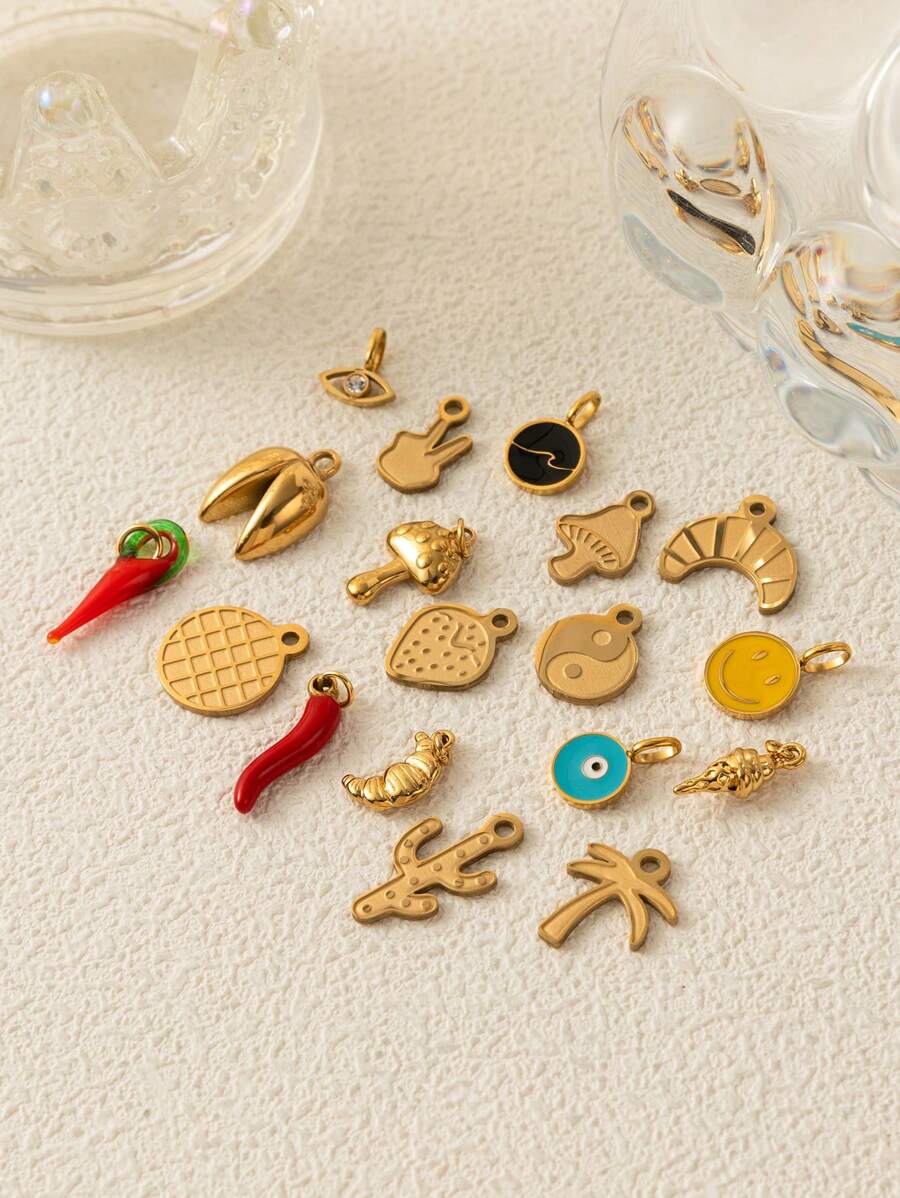 1Pc Personalized Stainless Steel Pendant, DIY Jewelry Accessories, Drip Oil Coating Pattern, Suitable For Bracelets, Necklaces, Earrings