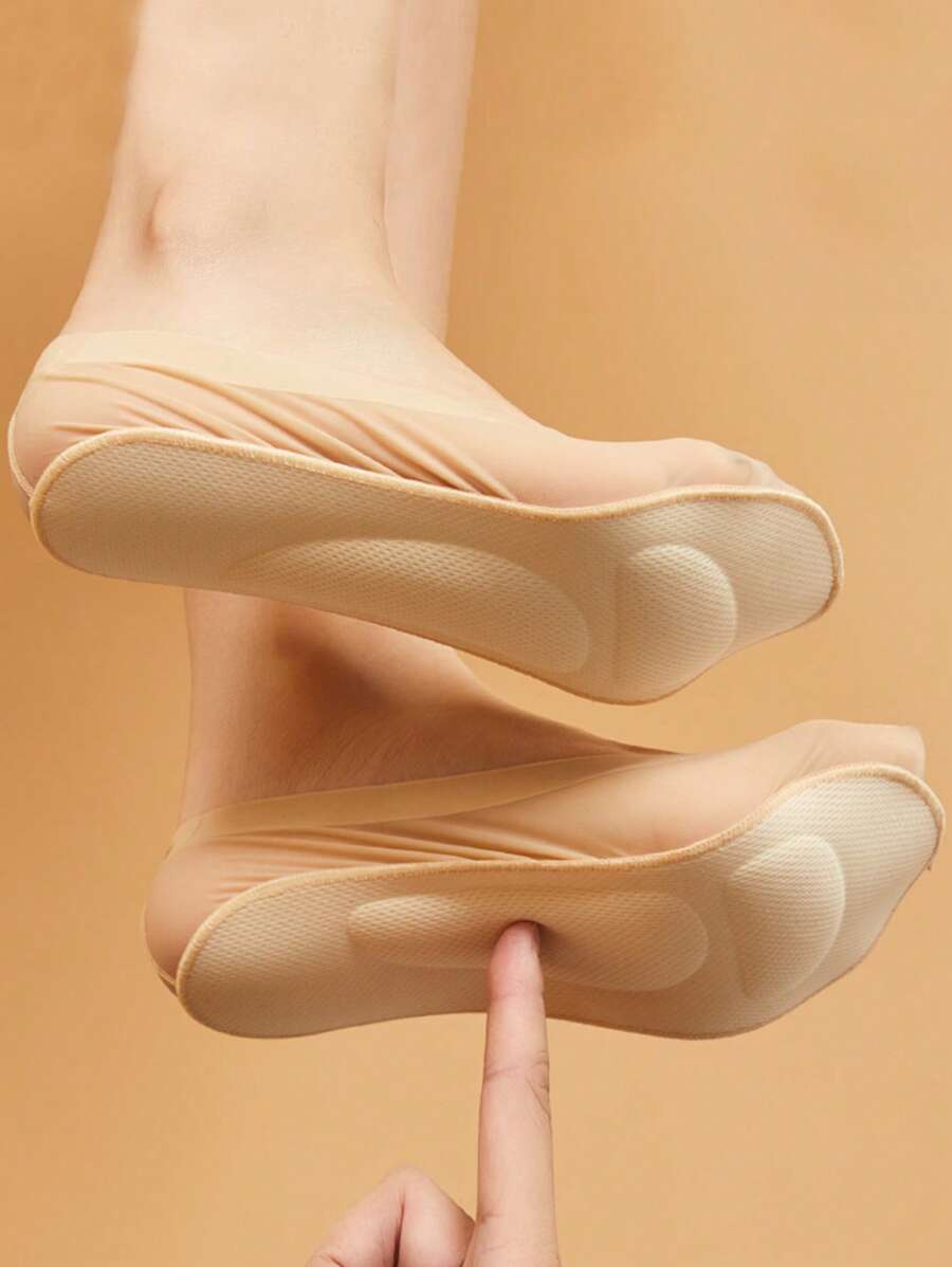 1/2/4 Pairs Women Minimalist Air Cushion Massage Boat Leg Warmers, Suitable For Flats And High Heels, Arch Support Invisible Leg Warmers With Sponge Insole