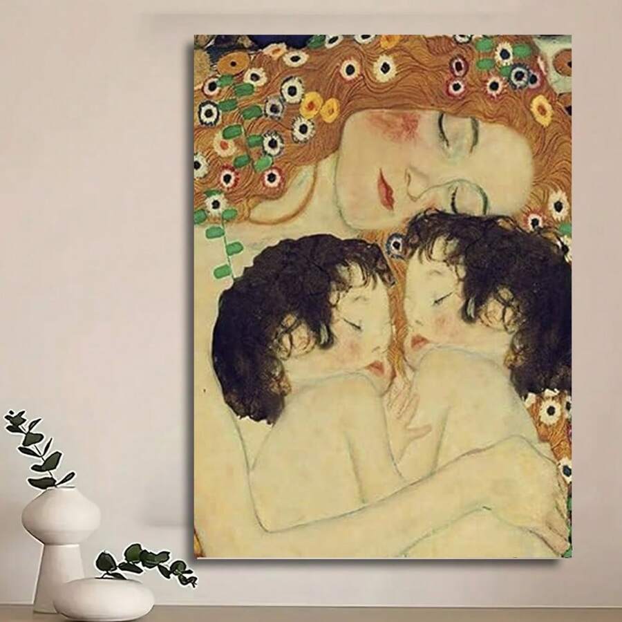 Framed Yatsen Bridge Gustav Klimt Mother Love Twin Baby Posters Nordic Style Canvas Paintings Wall Decor For Living Room Pictures Printing Pop Art