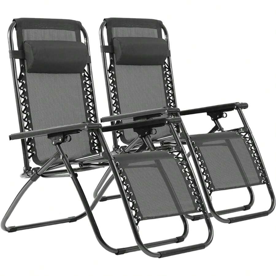 2 Sillas tumbona Silla Reclinable de Gravedad Cero 2 unidades para Jardín, Terraza, Piscina, Playa y Balcón – Tumbona Plegable Ergonómica con Respaldo Ajustable hasta 165° y Sistema de Bloqueo – Estructura de Acero Resistente con Capacidad de Carga de 120 kg – Tejido Transpirable para Máximo Confort – Silla de Descanso Portátil y Ligera con Reposacabezas Desmontable y Protección Antideslizante para Uso en Exteriores
