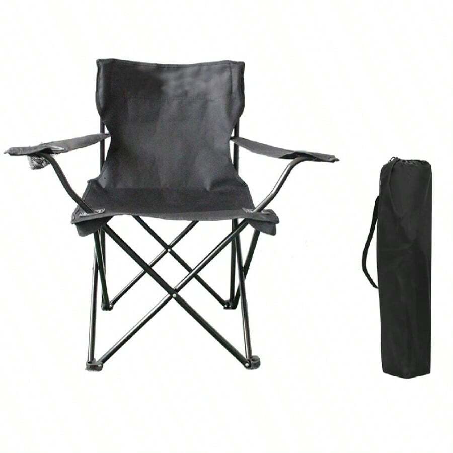 Silla Plegable para Camping, Pesca, Playa y Actividades al Aire Libre – Silla Resistente con Reposabrazos, Portavasos y Bolsa Lateral de Malla – Estructura de Acero Duradera con Base Antideslizante y Resistente al Desgaste – Tejido Oxford 600D Impermeable y Transpirable – Capacidad de Carga hasta 110 kg – Ligera, Portátil y Fácil de Transportar con Bolsa de Transporte Incluida