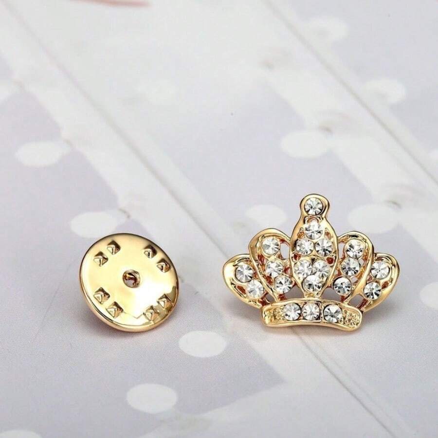 Hot 1 Pc Unisex Women Men Crown Brooch Rhinestones Crystal Breastpin Collar Pin Jewelry Gifts 2 Colors School