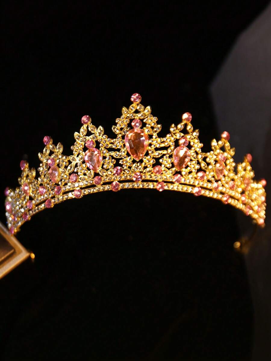 1 Large Crown Headpiece, Elegant, Sweet And Fashionable Headband, Suitable For Performances, Birthdays, Weddings (Pink)