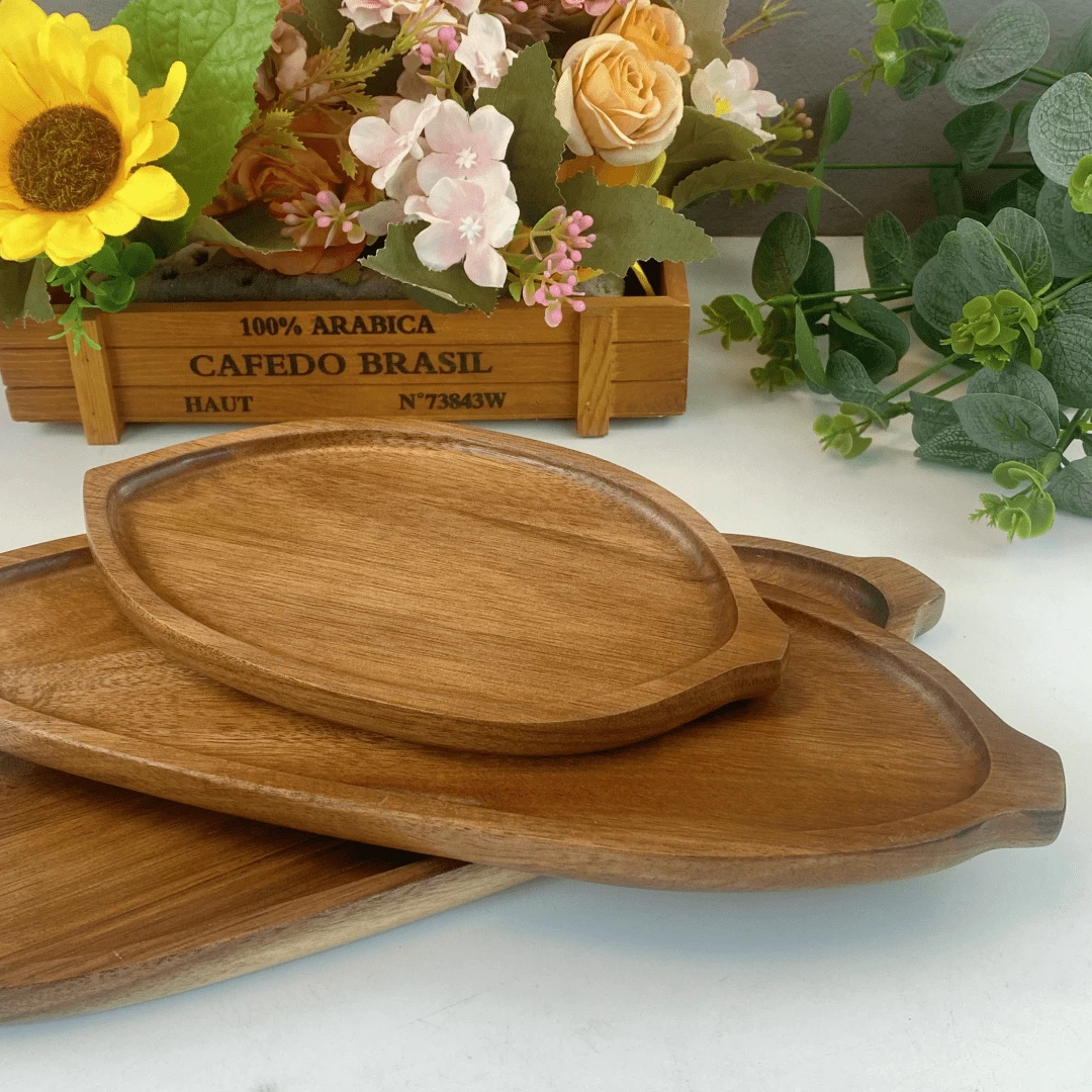 1pc Wooden Leaf Shaped Art Tray, Bathroom Storage, Dessert Display, Restaurant Decor, Holiday & Birthday Party Cake Stand