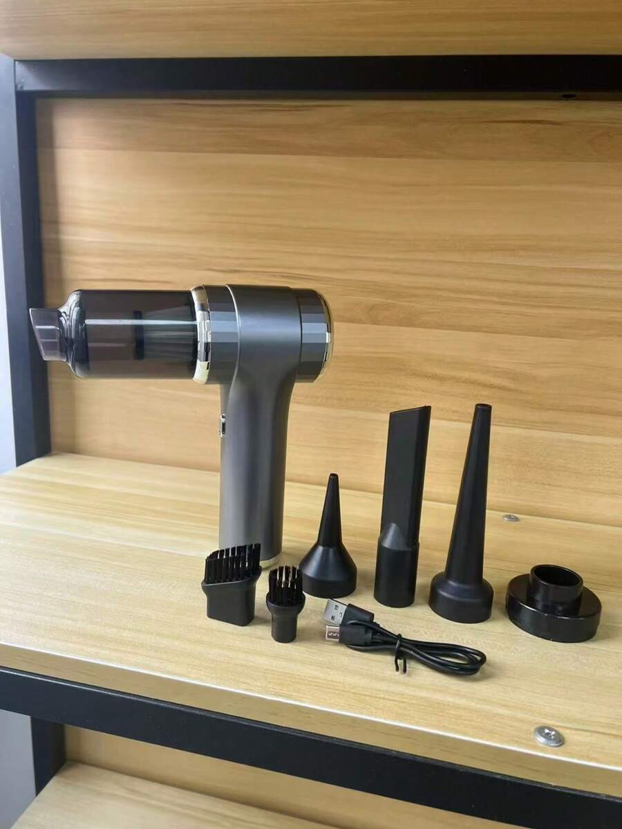 Autostofzuiger, draadloze mini-autostofzuiger, krachtig, hoge zuigkracht, blaasstofzuiger, klein huishoudelijk gebruik, model: HR-101, 1 batterij 1500 mAh, totaal 2 batterijen 3000 mAh