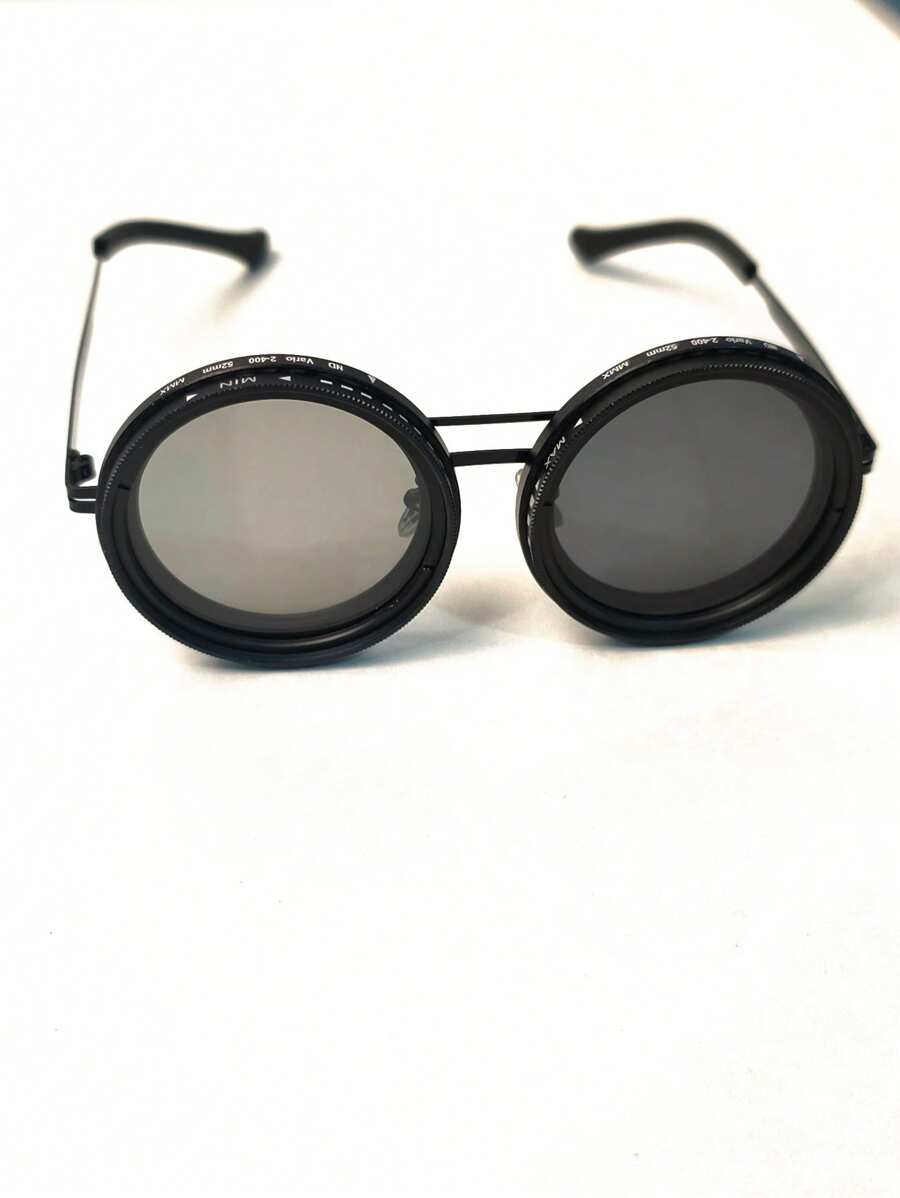 1 pieza Gafas de moda giratorias de estilo retro de spandex, adecuadas para fiestas, reuniones, viajes, moda, estilo steampunk con brillo ajustable, marco de aleación, marco negro con lente gris, excelente para baile de máscaras y accesorios de moda, gafas de moda estilo steampunk, gafas de moda con marco de aleación para verano, playa, viajes, al aire libre