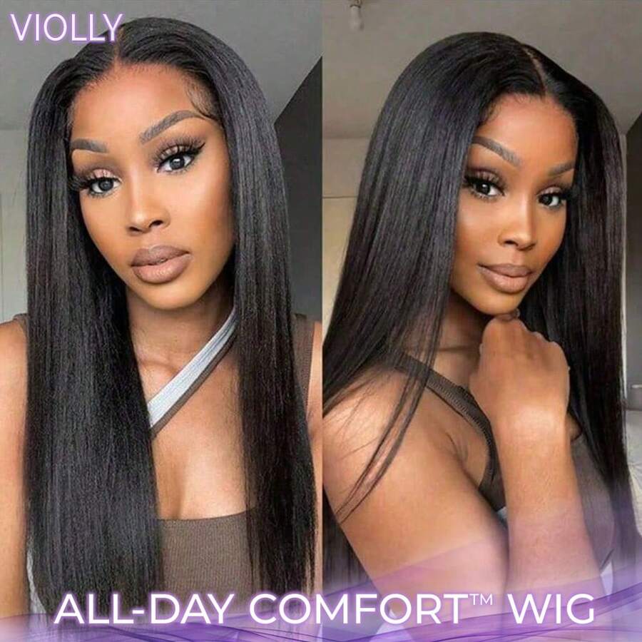 VIOLLY 13*4 Straight Forehead Lace Wig 18-Inch Women's Wig Black Glue-Free High-Definition Forehead Lace Wig Fashionable And Elegant Suitable For Any Occasion