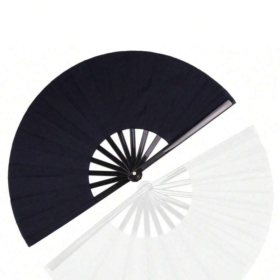 1/2pcs Hand Fans For Women Foldable - Rave Fan - Large Folding Fan | Nylon-Cloth Vintage Retro Fabric Fans Chinese Kung Fu Tai Chi Festival Dance Decorations Hand Held Fan,Stocking Stuffers Best Gifts Birthday