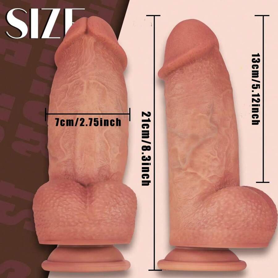 1PC Ultra Realistic Dildo Dual Silicone Dildos, 8.3" Lifelike Curved Beginner Dildo For G Spot And Anal Play With Powerful Suction Cup, Hands-Free Penis Sex Toy For Women Men Sexual,Safe Material G Spot Stimulator Dildos With Strong Suction Cup For Hands-Free Play Sex Toys For Adult