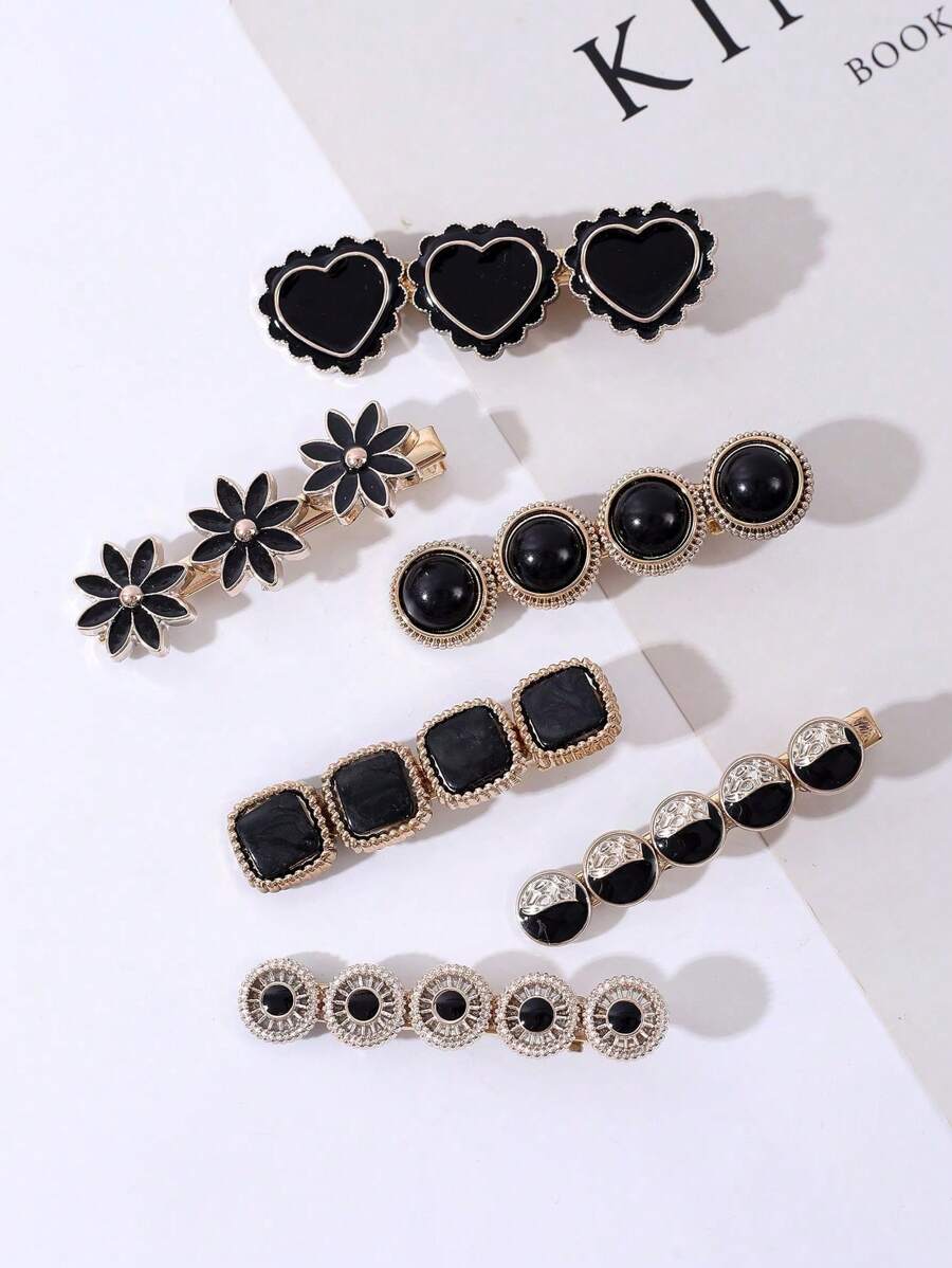6pcs/Pack Colorful Shell Flower Resin Pearl Hair Clips, High-End Original Design, Suitable For Daily Use