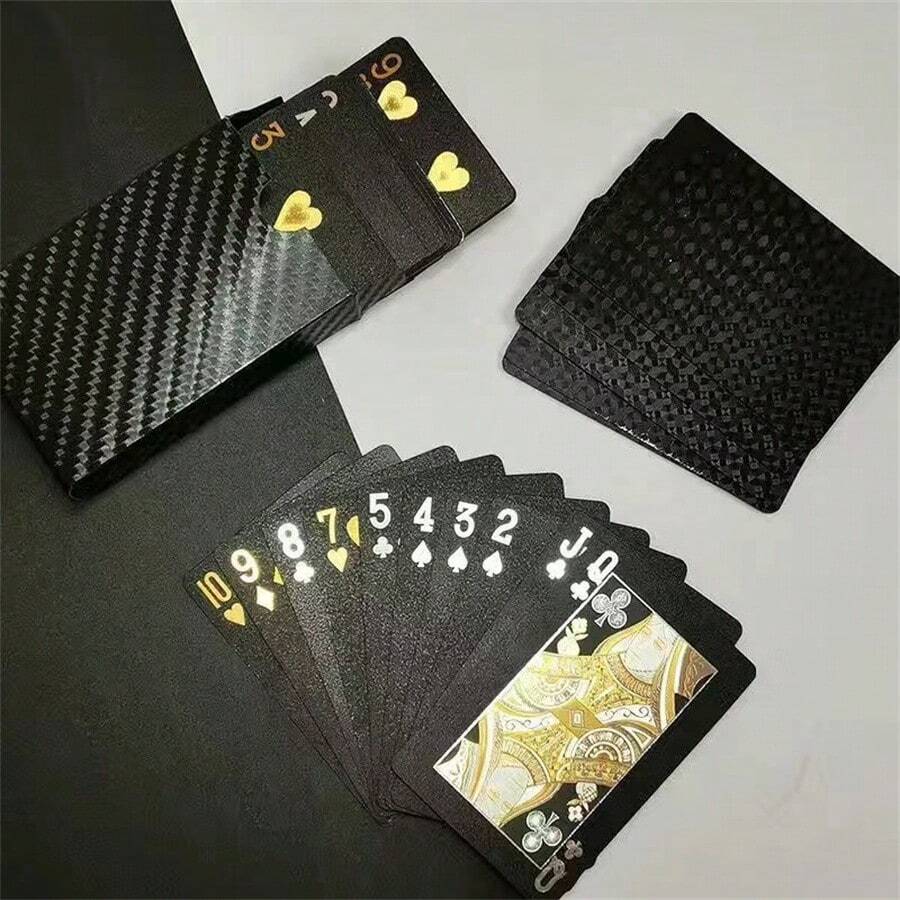 Schwarze Spielkarten, wasserfeste Spielkarten & flexible Pokerkarten mit Box, toll für Partys, Alltag/Weihnachtsgeschenk, grüne Spielkarten