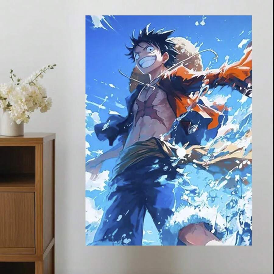 Framed Anime Pirate-Themed Canvas Wall Art - Vibrant Dynamic Action Scene Painting, High-Quality Canvas Print For Bedroom, Living Room, Hallway Decor - Perfect Gift For Anime & Adventure Fans