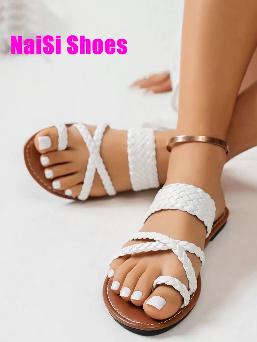 Sandalias planas para mujer, nuevas sandalias informales de moda para uso diario, casual y al aire libre, con tiras trenzadas, cruzadas y con cordón, de estilo romano, cómodas y ligeras, de punta abierta y tipo chanclas, disponibles en colores dorado, negro, marrón, marrón chocolate y plateado