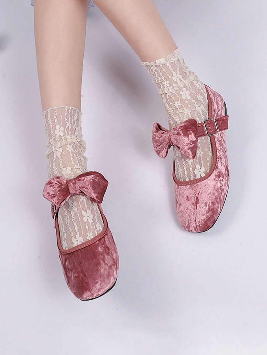 Damenschuhe mit flachem Absatz, Neuheit Sommer 2025, Ballerinas mit rundem Zehenbereich, Wildleder, ausgeschnitten, Schleife, Schnalle, Rosa Loafers, Ballerinas, Mary Jane Schuhe, vielseitig modisch-Lässig, bequem & leicht, Damenschuhe in Große Größen, Rosa Schuhe