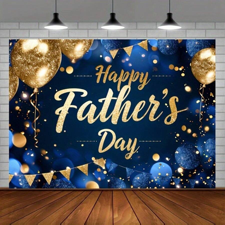 1 Happy Father's Day Background - I Love Dad Flash Photography Background, Suitable For Father's Day Party Decoration, Family Photo Booth, Thank You Dad Holiday Shirt Tie Hat Theme, Polyester Material, Multi-Purpose, Father's Day Gift