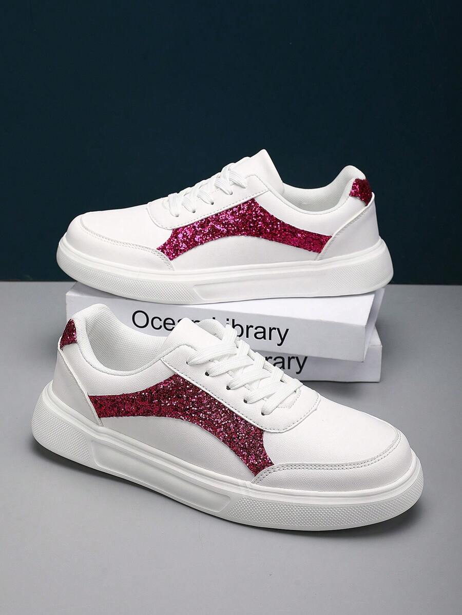 New Casual Simplistic Comfortable Leather Low-Top Lace-Up Flat Sneakers, Suitable For Female Teenagers, Anti-Slip Shock-Absorbing Sports Shoes For Middle & High School Students, Outdoor Activities & Daily Wear