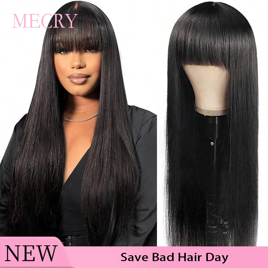 Peluca de encaje frontal de cabello liso natural de 13x4 pulgadas con flequillo, flequillo y cobertura de cabello sin pegamento, con mechas californianas rubias, tipo ombré, con cabello virgen y línea del nacimiento del cabello natural, fácil de usar sin pegamento para mujeres