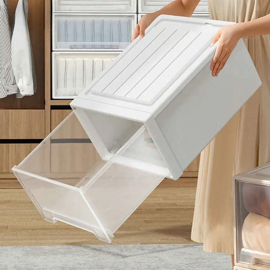 Scatole di stoccaggio impilabili, realizzate in materiale PP, contenitori di stoccaggio stile cassetto, salvaspazio per casa, soggiorno, camera da letto, ufficio, organizer da scrivania