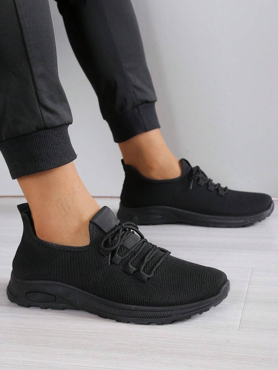 Black Sports Shoes For Men, Cloth Shoes With Non-Slip Soft Soles, Comfortable, Simple & Lightweight Running Sneakers