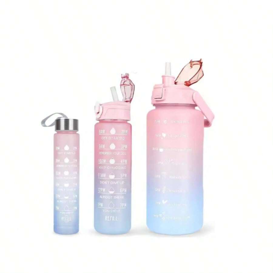 3PCS Large Capacity Sports Water Bottle Large, Medium And Small 3pcs School Girls Children Cute Drinking Cup Male Female Camping Hiking Cup Drinking Cup Set Handle...
