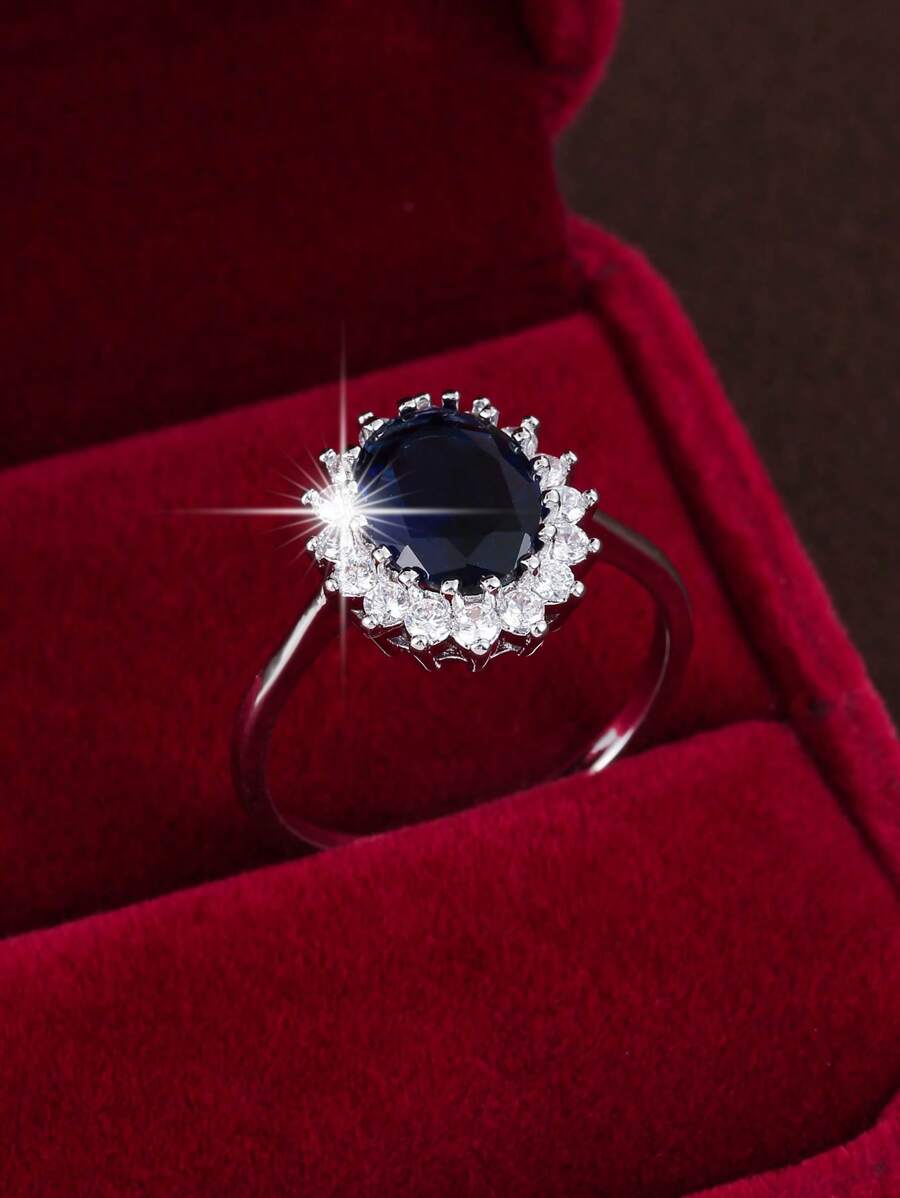 1 pieza Anillo con incrustaciones de zirconia de estilo de lujo