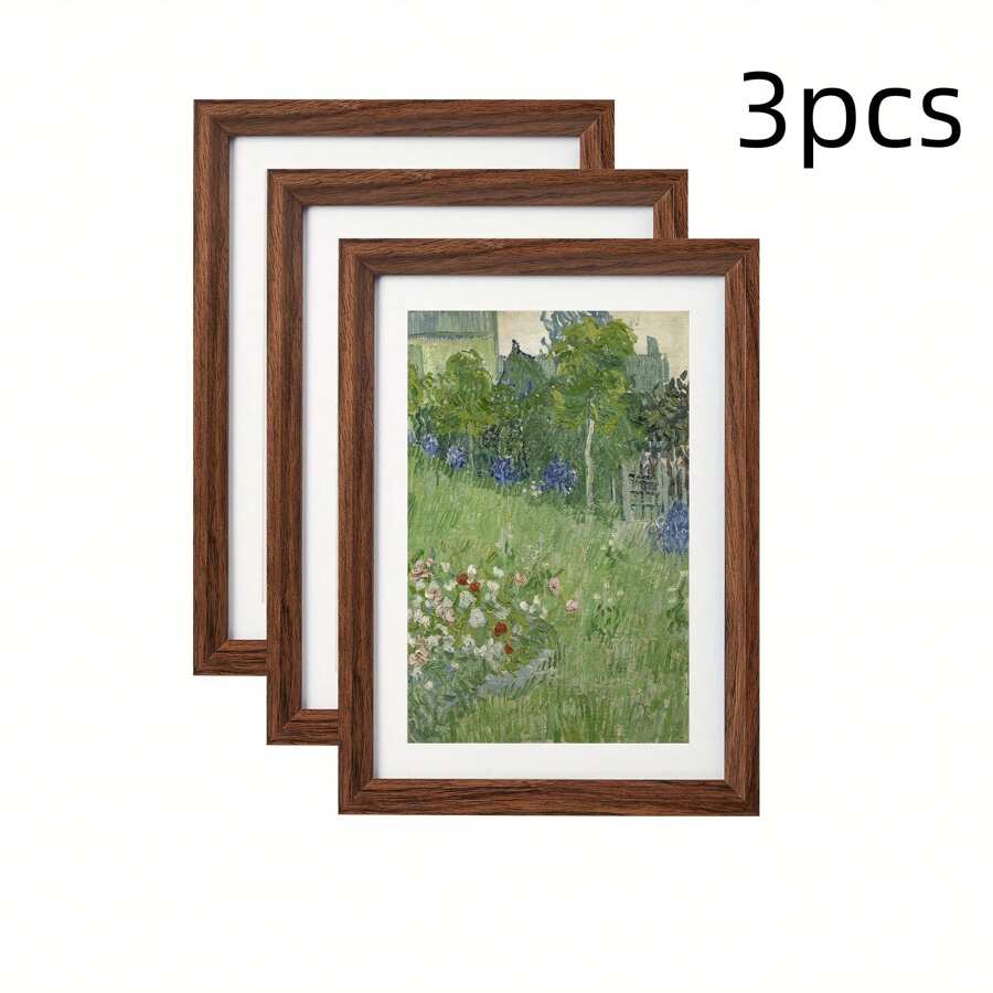 3 sztuki klasycznych drewnianych ramek do zdjęć, 5x7, 6x8, 8x10, A4, A3 cale poziome ramki do montażu na ścianie, dekoracyjne ramki dla ojców, odpowiednie do dekoracji domu, biura i imprezy, diamentowe wiszące ramki artystyczne, prezenty na urodziny, dzień matki, dzień ojca, nowy rok, wielkanoc