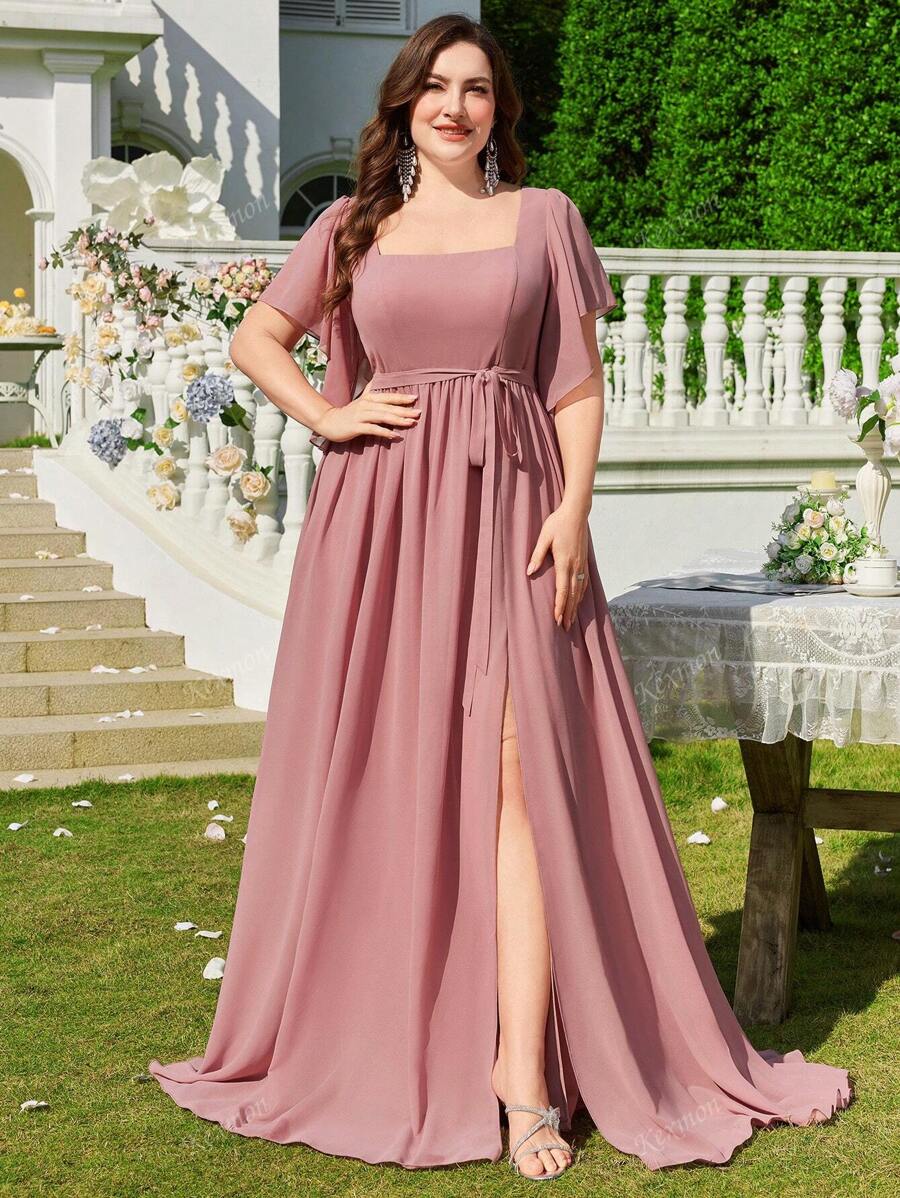 Chiffon Simple Plus Size Sexy Handcraft Pleated Fitted Formal Gown/Dress For Ball, Wedding,Bridesmaid Dress