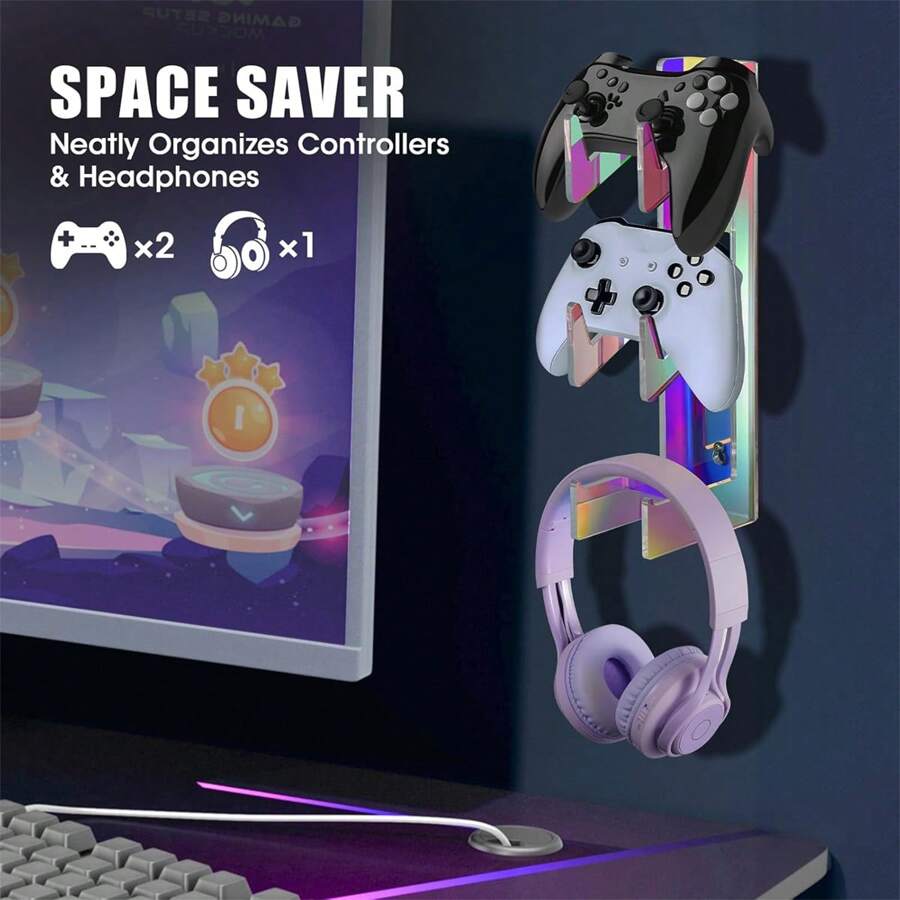 1 pièce Support organisateur universel en acrylique pour manette de jeu et casque audio sans fil