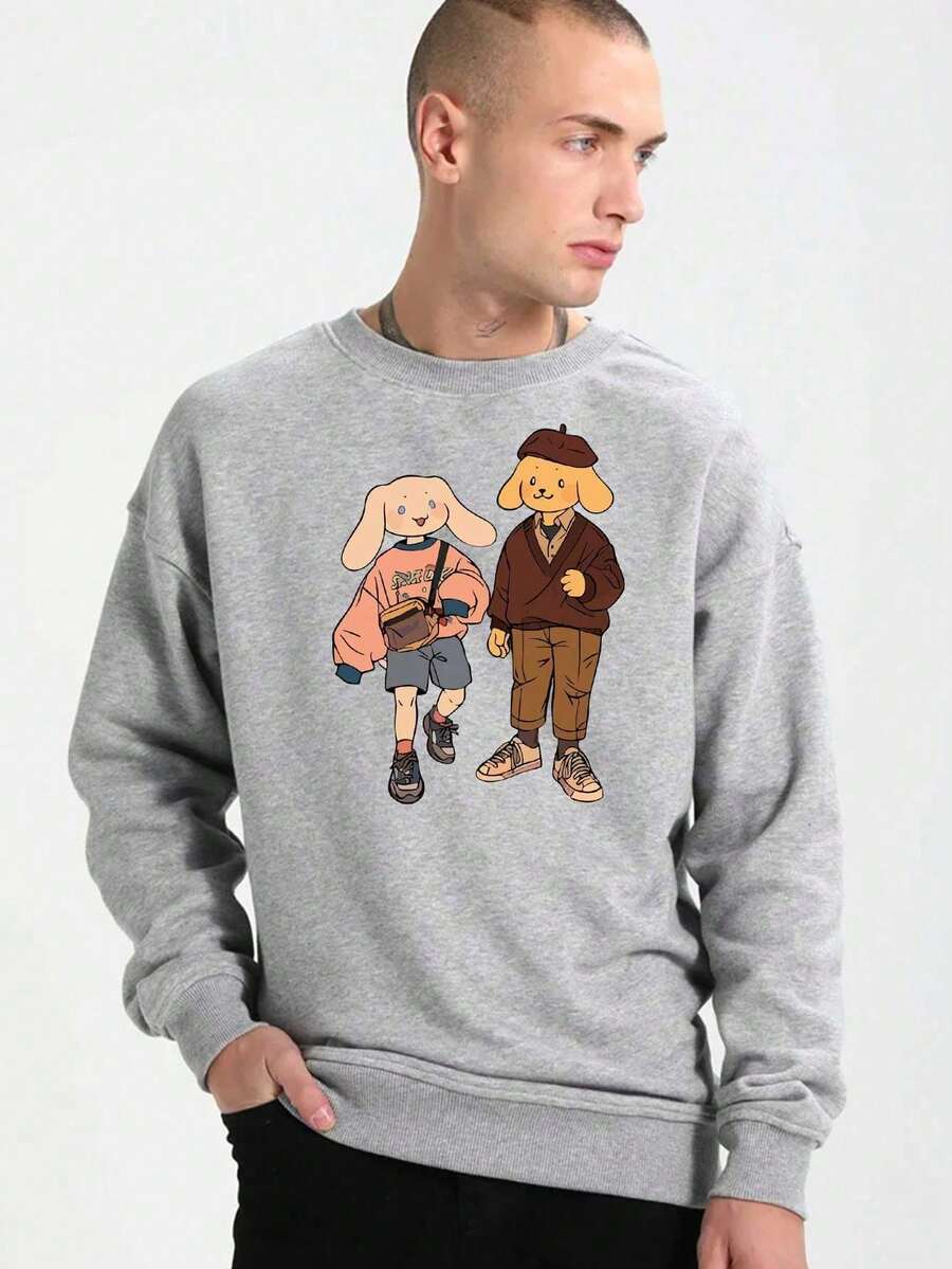 Moletom Cartoon Estampado Desenho Animado Blusa Masculina Confort Careca Macio Exclusivo Gola Redonda