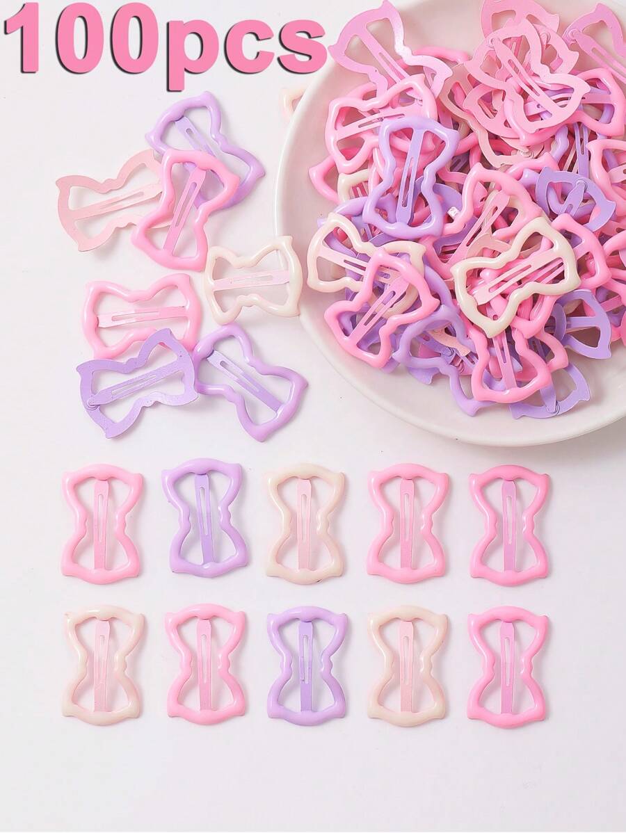 100 piezas/50 piezas/20 piezas/10 piezas/4 piezas Clips de pelo metálicos con estilo de niña linda, clips de pelo de colores clásicos de moda con efecto dopamina, adecuados para la vida diaria, flequillo, moño, decoración de estilo, hermosos clips de pelo de regalo para niña, para todas las temporadas, color aleatorio.
