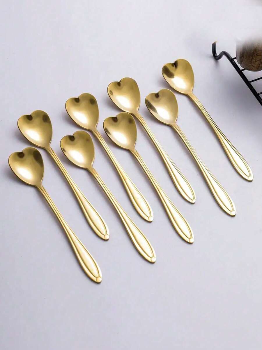 Conjunto de 5 piezas de cucharas de café de lujo, cucharas de té con forma de corazón y cucharas para helado, perfectas para postres, la cocina y como regalo de Navidad