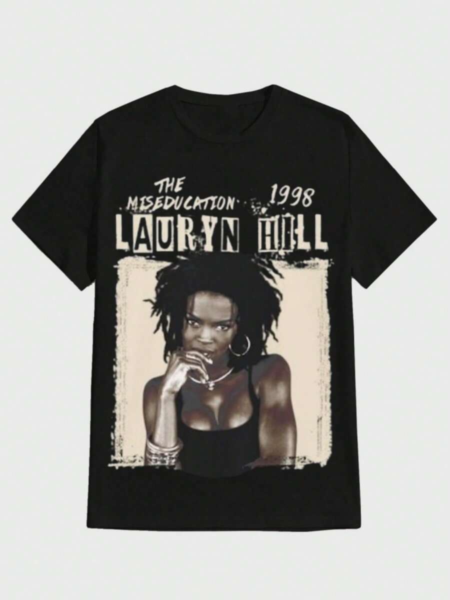 Vintage Lauryn Hill's Singer 90 S Music Graphic T-Shirt Lauryn Hill Casual Digital Print Pure Heavy 100% Cotton T Shirt