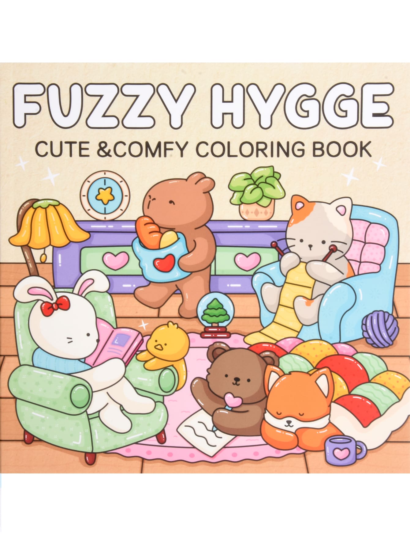1pc FUZZY HYGGE Coco Coloring Book For Adults And Kids, Bold And Easy, Simple And Big Designs For Relax Coloring Book For Adults And Teens, Super Cute Designs Of Cozy, Hygge Spaces For Relaxation.Release Emotions And Relieve Anxiety | Ideal Gift For Holidays And Special Occasions Back To School, Mother's Day, Mom's Gift