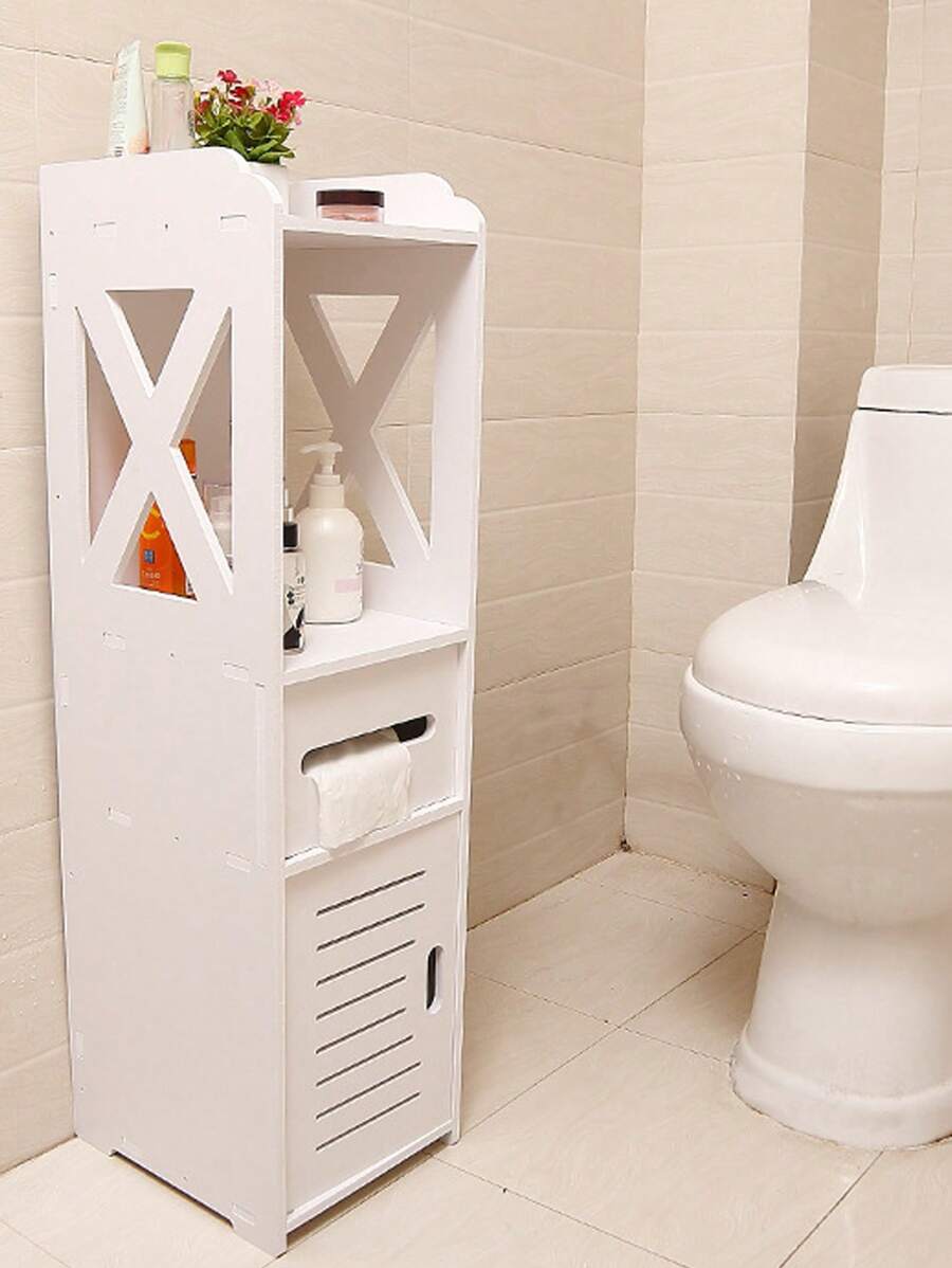 1pc Toilet Storage, Small Bathroom Storage For Half Bathroom, Small Bathroom Storage For Tiny Spaces, Little Shelf For Bedroom, Narrow Toilet Paper Cabinet For Restroom Home Bathroom Decor Bathroom Organizer Back To School