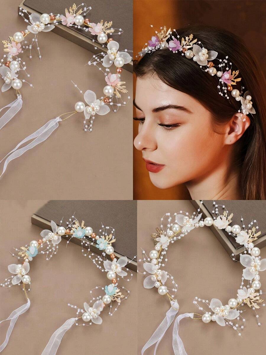 1pc Elegant Pearl Flower Hair Accessory, Bridesmaids Headpiece Suitable For Valentine's Day Use