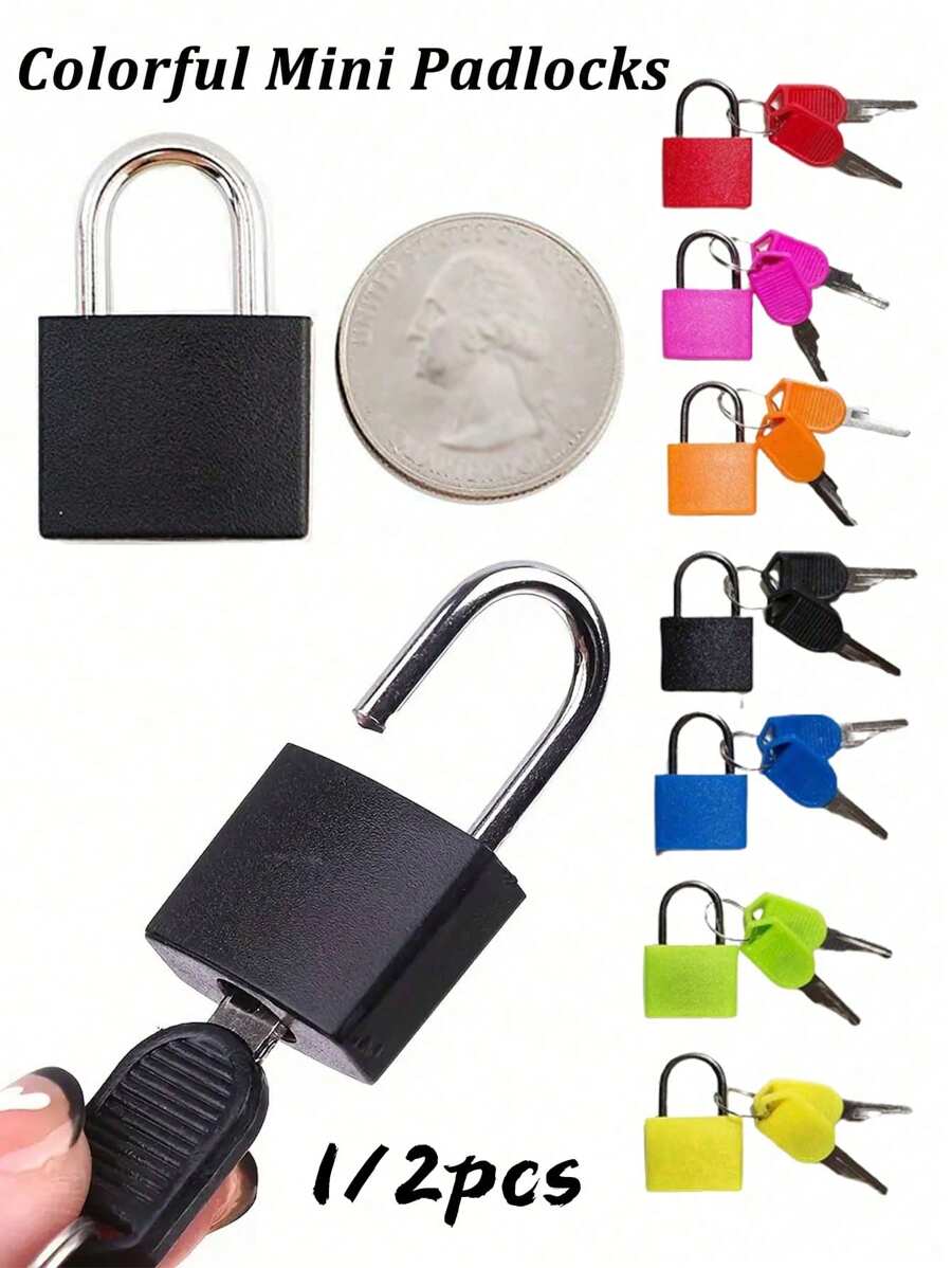 1pc Zinc Alloy Lock Luggage Padlock Hardware Accessories Lock Travel Accessories, Backpack, Gym Locker Lock, Suitcase Lock, Classroom Matching Game And More, Suitcase Locks With Keys, Metal Padlocks Luggage Padlocks, Multicolor Mini Small Padlock Keyed Padlock For School Gym