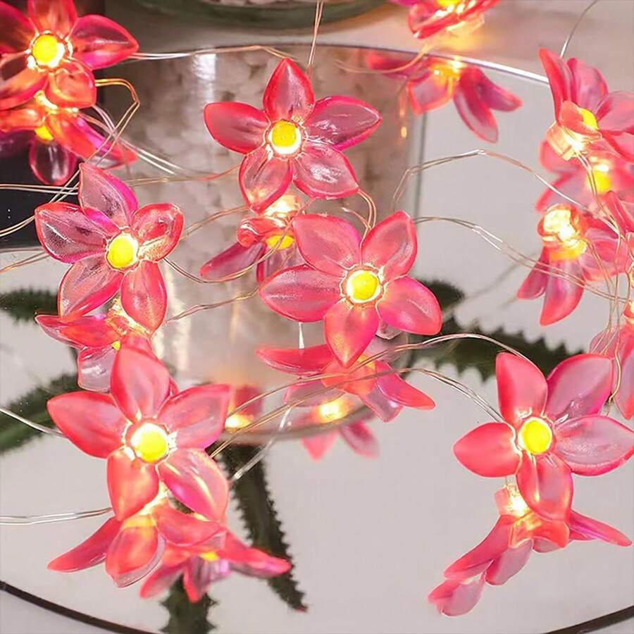 قطعة واحدة أنوار سلسلة LED 20 ضوء بطول 2 متر بتصميم زهرة الليلك، إضاءة ديكورية للربيع والصيف للغرف الداخلية وغرفة النوم، والأجواء الحفلات، تعمل ببطاريات (البطاريات غير مشمولة)