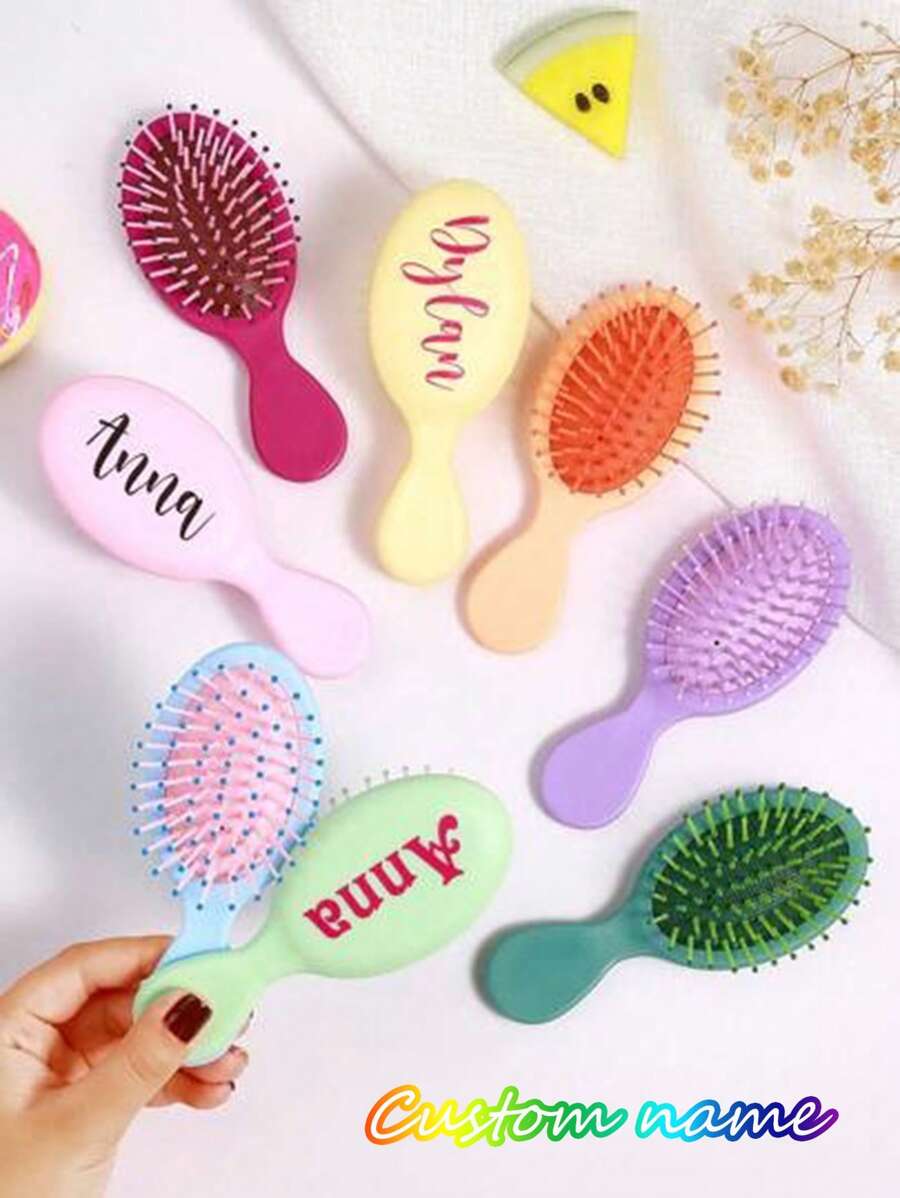 1PC Personalized Customized Cute Mini Exfoliating Brush, Nylon Mane, ABS Plastic Handle, Resin Grip, Anti-Static Massage Comb For Textured Hair, With Air Cushion, Suitable For Girl And Girls, Portable Comb For Daily Use Back To School