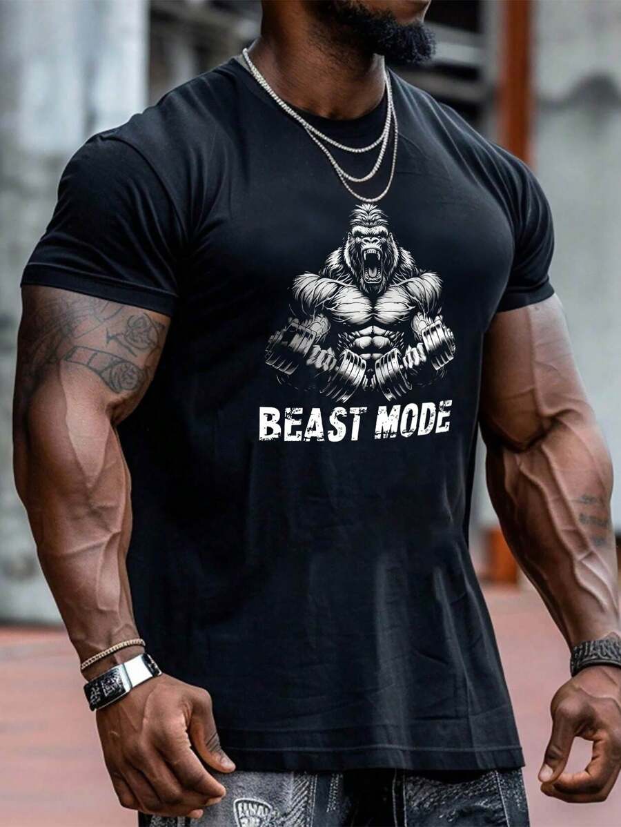 T-shirt da uomo con stampa di gorilla in stile Beast Fitness,Modalità Beast, Gorilla, T-shirt da uomo, T-shirt grafica, Maglietta da palestra, Maglietta da allenamento, Abbigliamento fitness, Moda da uomo, Canottiera