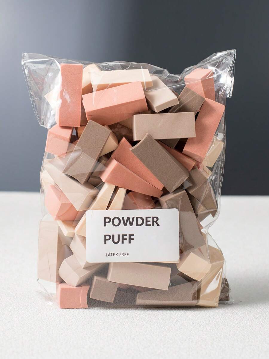 60 Peças/Conjunto Esponjas de Maquiagem Wedge para Base, Blush, Sombra, Ferramentas de Beleza, Bordas Transparentes, Fácil de Controlar e Misturar, Esponja de Lixa para Unhas
