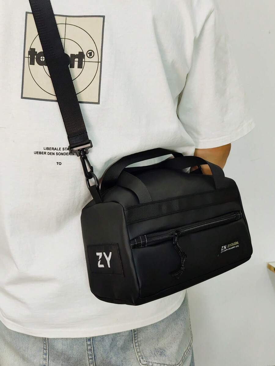 Casual Crossbody Bag For Men, Sports Messenger Bag, Shoulder Bag, Gym Bag, Courier Bag, Adjustable Strap Backpack, Black