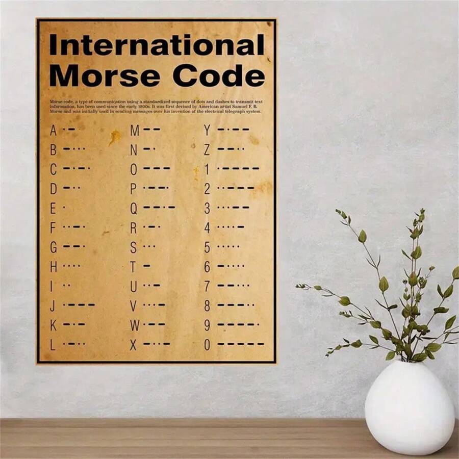 1pc International Morse Code Education Learning Print Canvas Wall Art Decor Poster, Home Office Farmhouse School Classroom Kitchen Living Room Bedroom Wall Decor, No Frame
