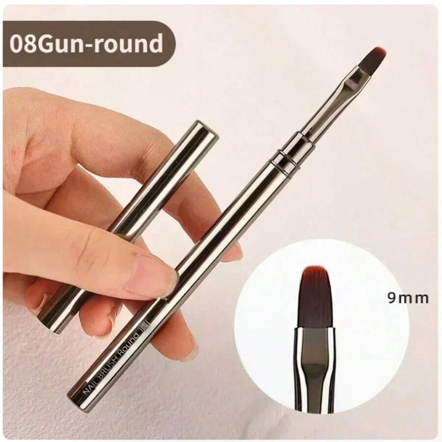 1pc Gothic Gun-Black Plating Nail Gel Brush Acrylic UV Gel Extension Builder Oval Nail Brush