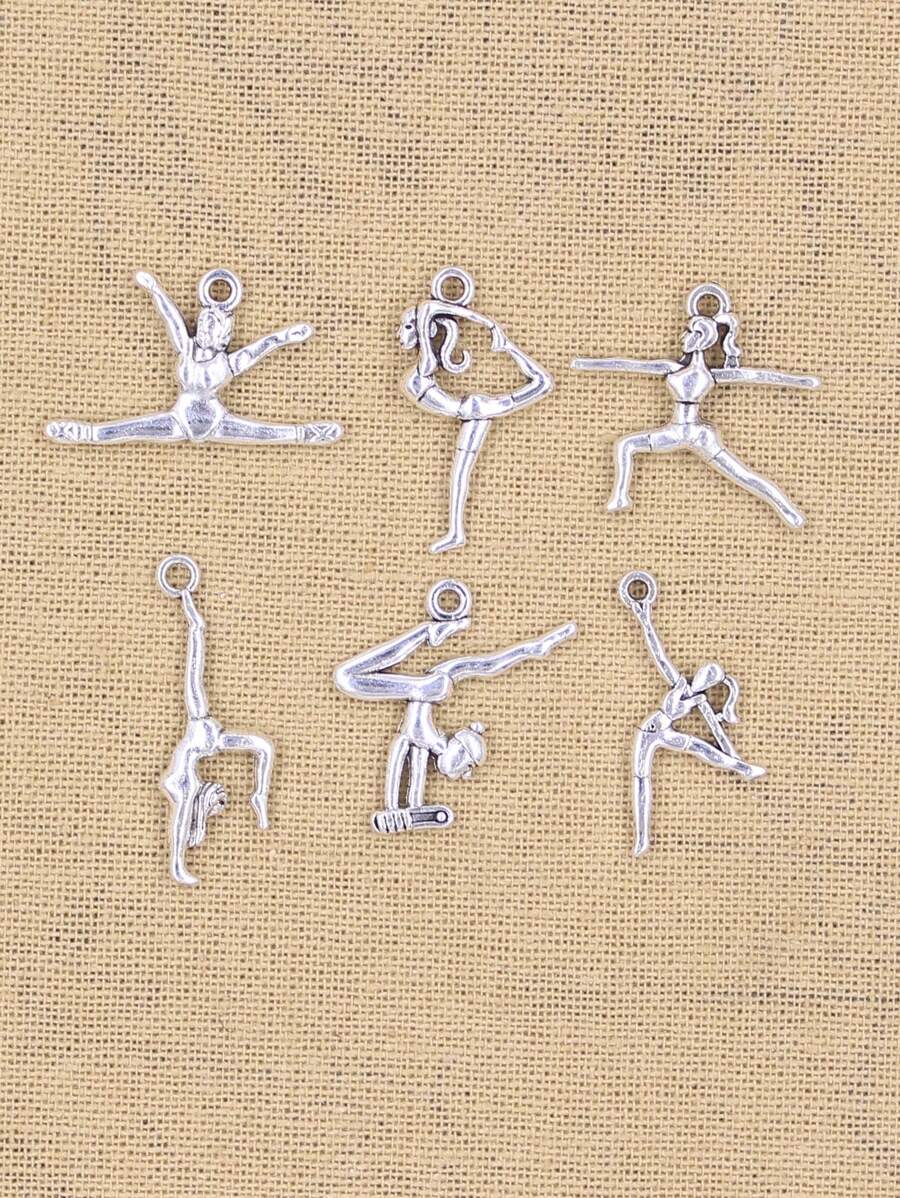 Charms Gymnastics Player Gymnast Sporter Silver Color Pendants