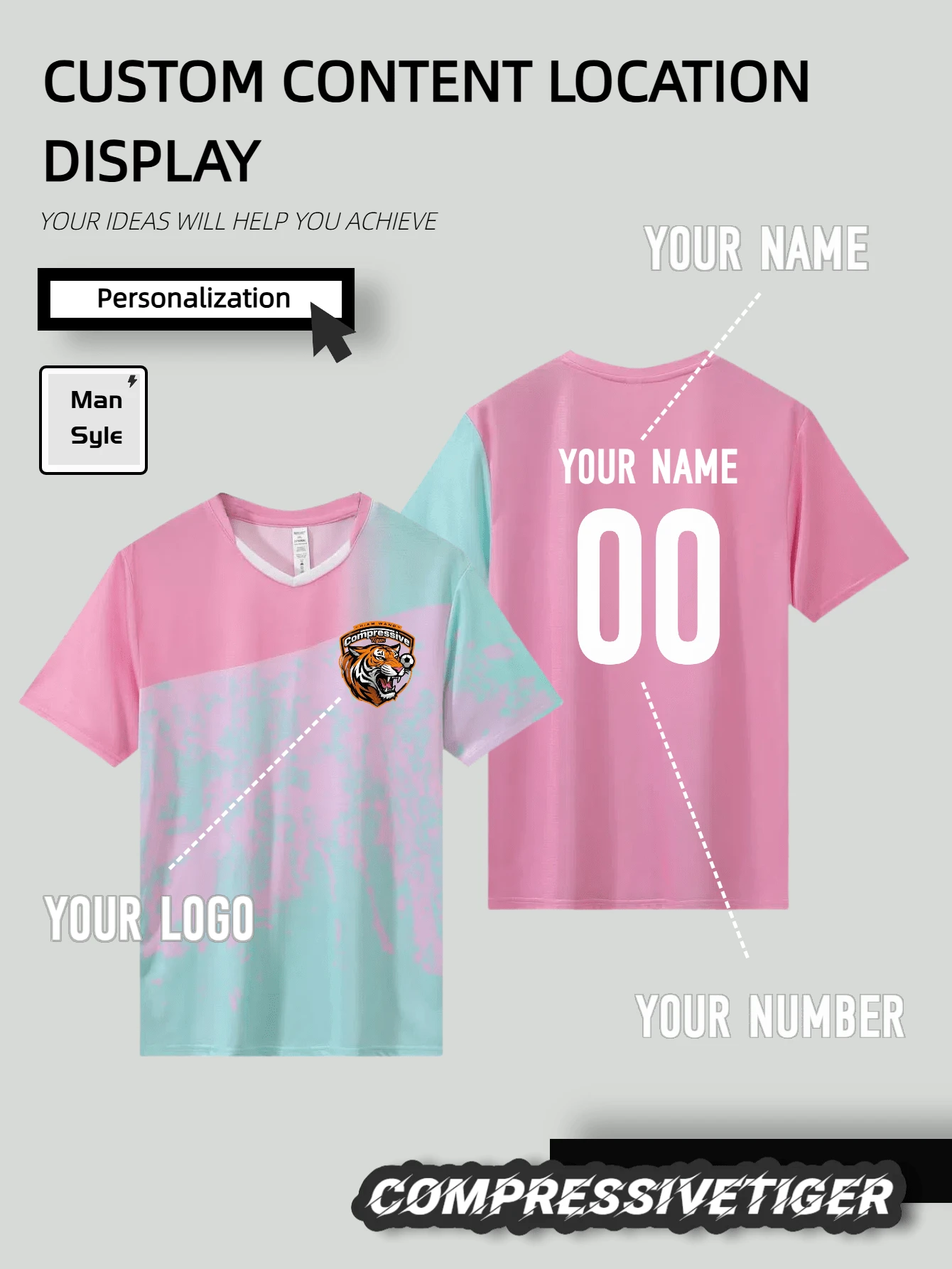 Sudadera deportiva personalizada para hombres con patrón/logotipo/nombre/número, de secado rápido y transpirable, adecuada para fútbol, bádminton, voleibol, primavera/verano, con estilo, de moda, estilo hipster, casual, minimalista elegante, personalizada, única, disfraz de hombre, cápsula de armario, estilo básico/urbano para hombres, regalo ideal para él, novio, familia, amigos, para cumpleaños, vacaciones/festivos, escuela/competición, deportes/escalada