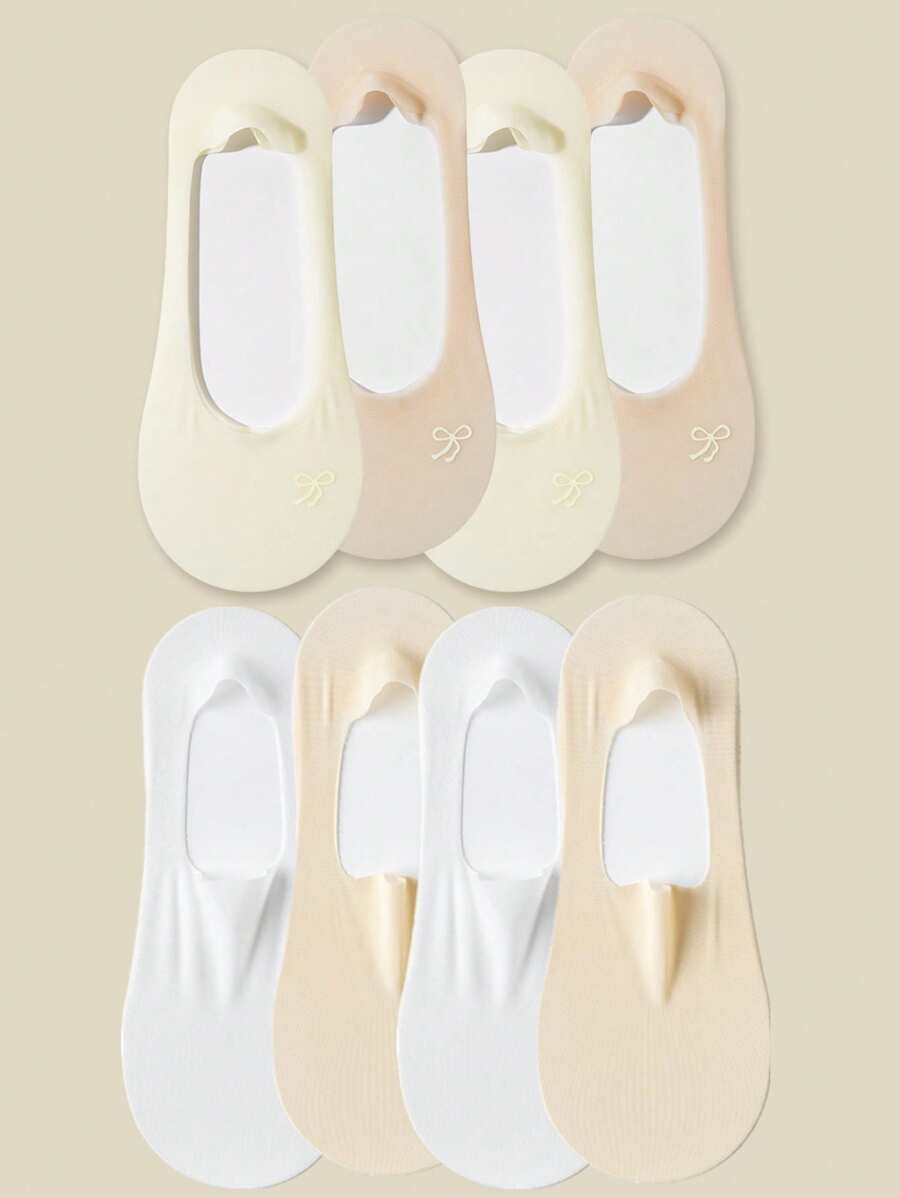 4pairs/Set Ultra-Thin Transparent Flesh Color Ice Silk Non-Slip Invisible Socks With Silicone Pad For Spring And Summer, Perfect For Flat Shoes, High Heels