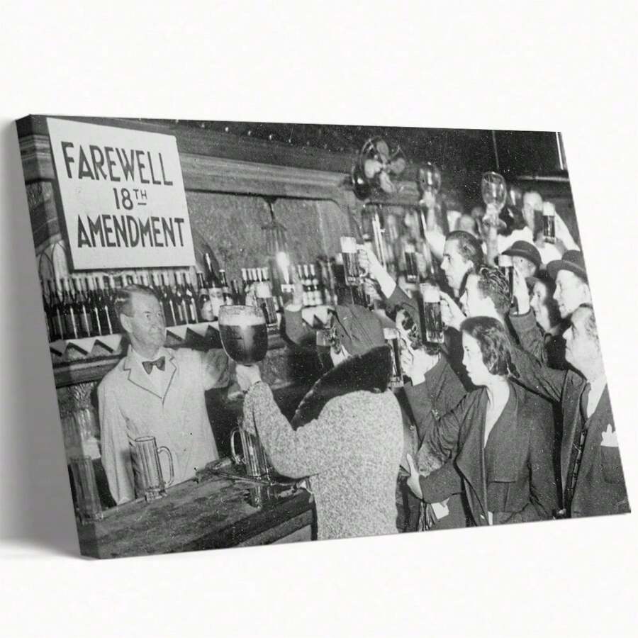 End Of The Prohibition Farewell 18th Amendment Print Poster Unique Modern Canvas Wall Painting Simple Aesthetic Decoration Bedroom Kitchen College Style Dormitory Home Decorations With Frame Can Be Hung Directly