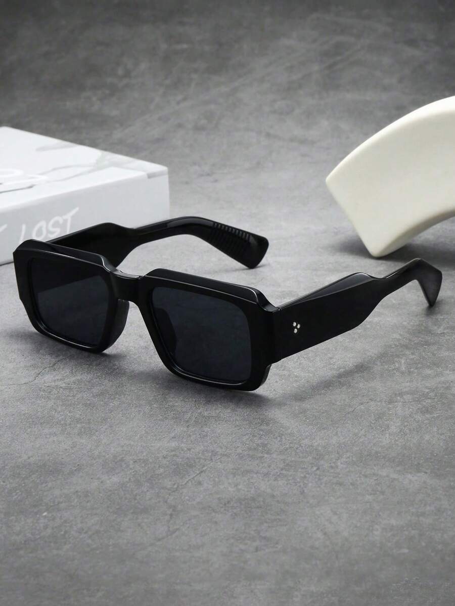 1pc Men's Square Thick Frame Fashion Fashion Glasses (Suitable For Driving, Travel, Casual, Vacation, Outdoor, Sports, And Daily Use)
